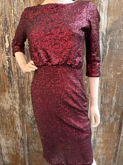Badgley Mischka Size 6 (Small) Burgundy Dress