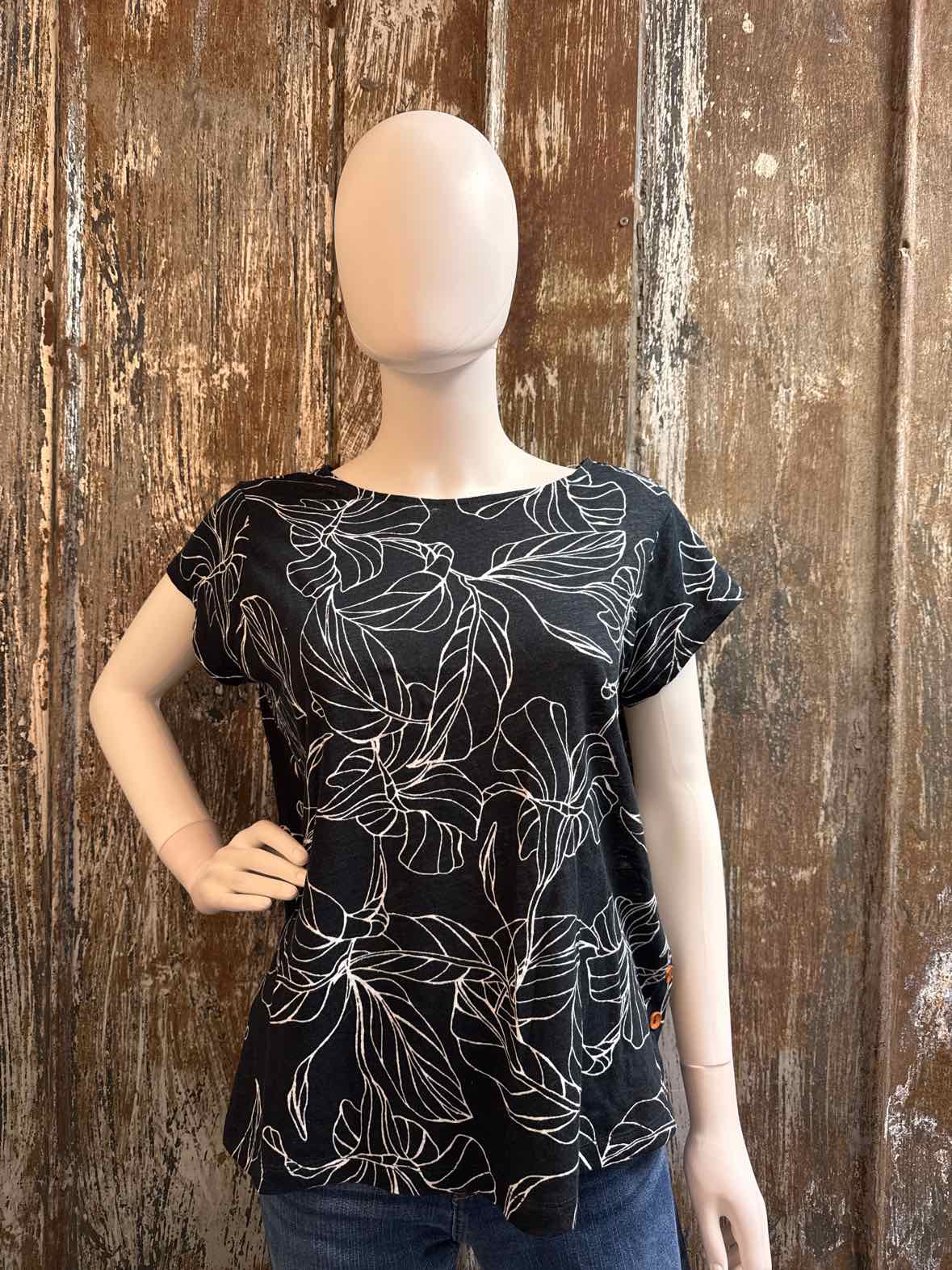 Calypso St. Barth Size Large Black Print tops