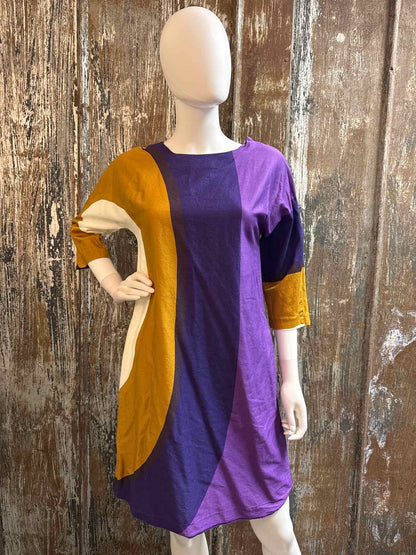 marimekko Size 2 (Extra Small) Purple, Brown & Cream Dress