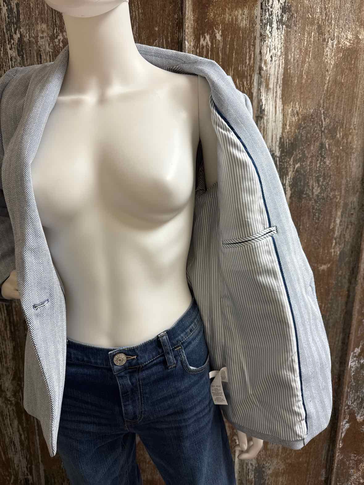 J Crew Size 2 (Extra Small) Blue Herringbone Blazer