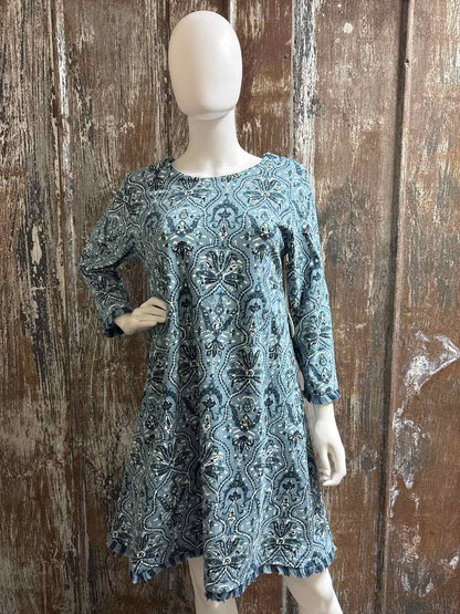 Spartina Size Large Blue Print Dress