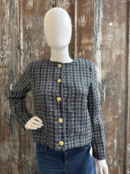 J Crew Size 6 (Small) Blue Tweed Blazer