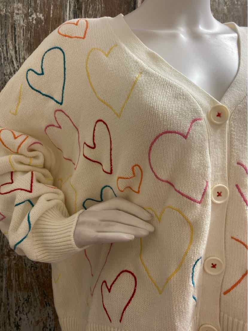 XOKR Kerri Rosenthal Size Large White Print Cardigan