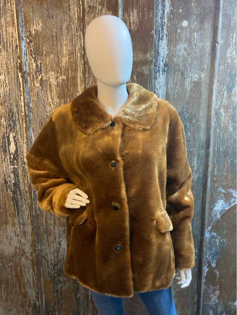 Kate Spade Size Extra Large Brown Faux Fur Winter Coat