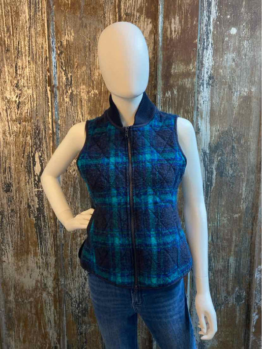 Talbot's Size Small Petite Blue Plaid Vest