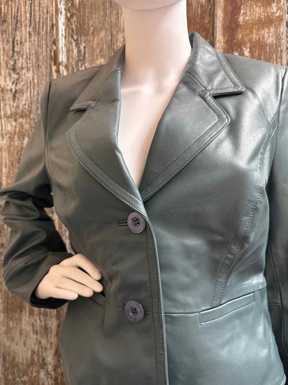 i.e.petite Size Large Petite Teal Leather Jacket
