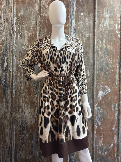 Chico's Size Large Brown Animal Print Dress