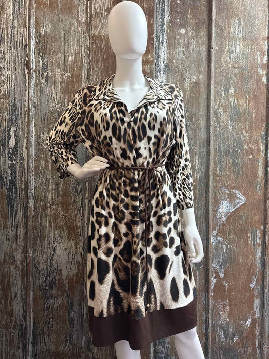 Chico's Size Large Brown Animal Print Dress