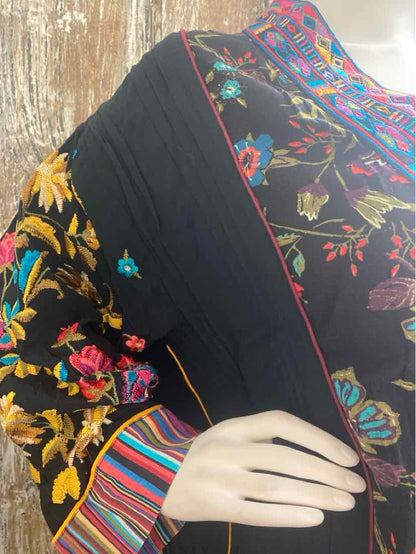 John Mark Size Medium Black Multi Color Print Jacket