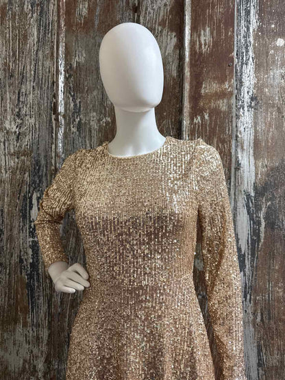 Ann Taylor Size 0 Petite Gold Sequin Evening Dress