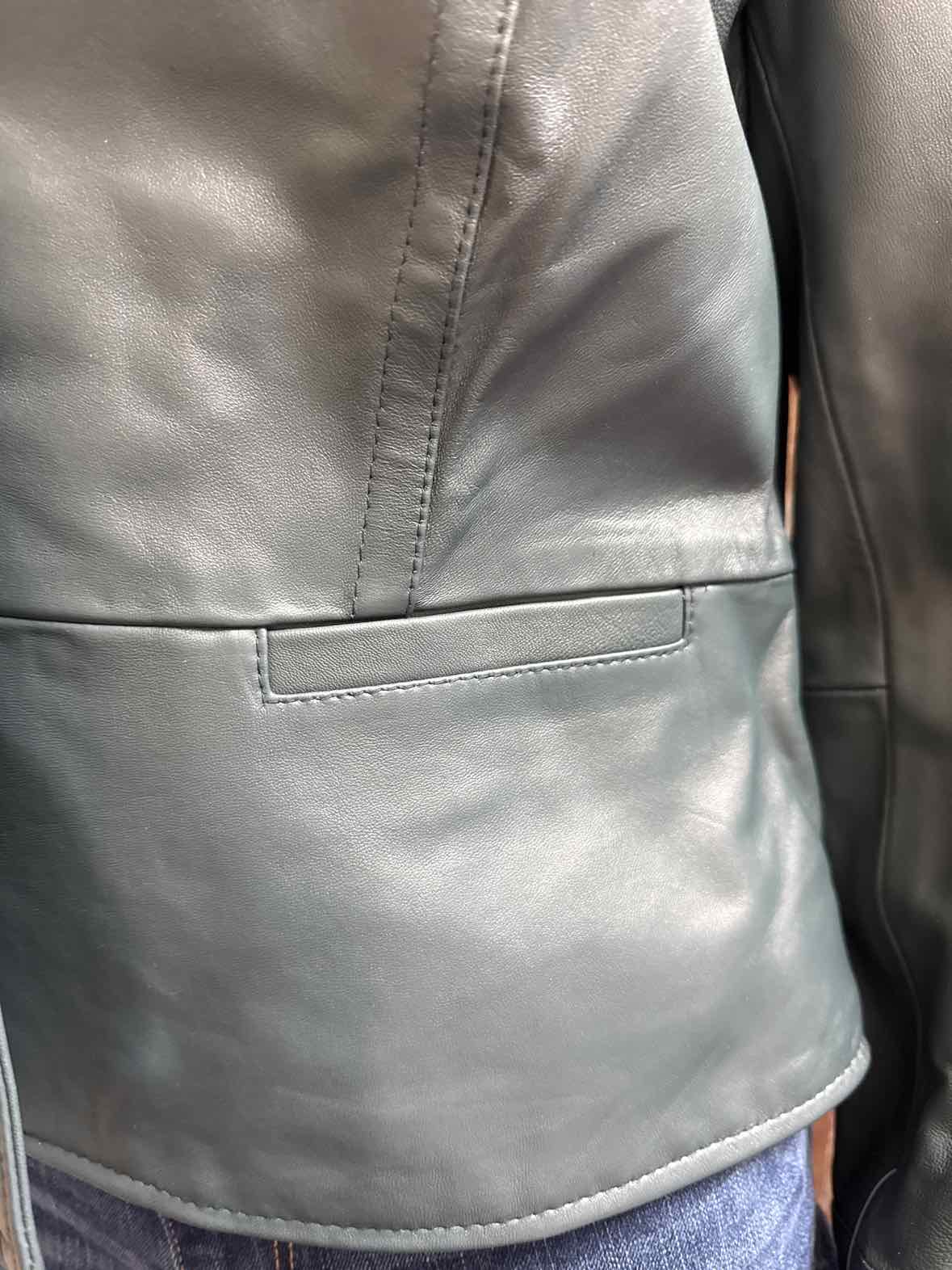 i.e.petite Size Large Petite Teal Leather Jacket