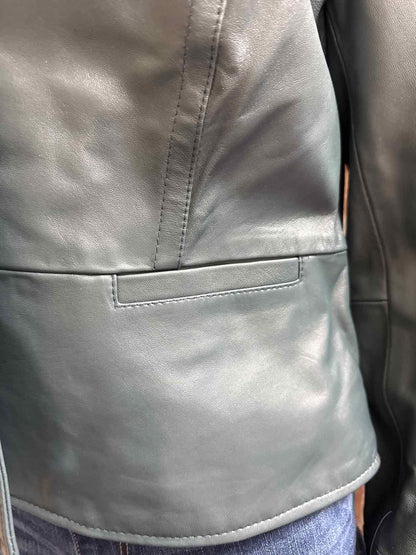 i.e.petite Size Large Petite Teal Leather Jacket