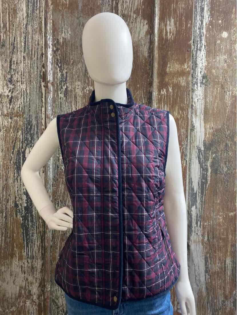 Talbot's Size Medium Navy/Red Plaid Vest