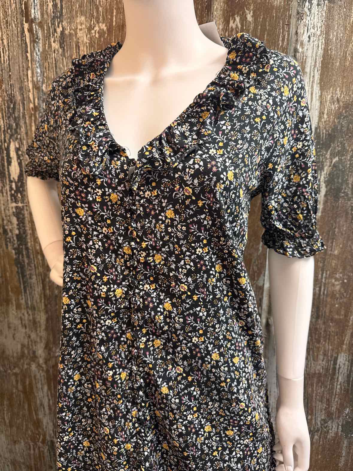 Madewell Size small Black/Yellow Floral Dress