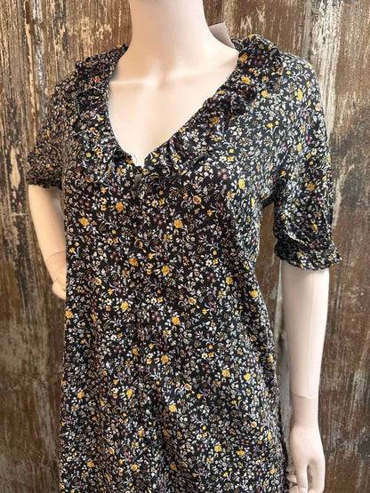 Madewell Size small Black/Yellow Floral Dress