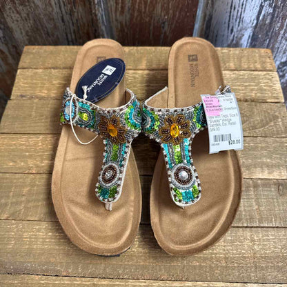 White Mountain 8 blue beaded Sandals