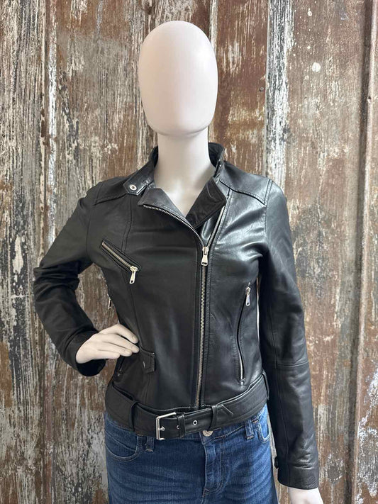 Zara Size small Black Leather Jacket