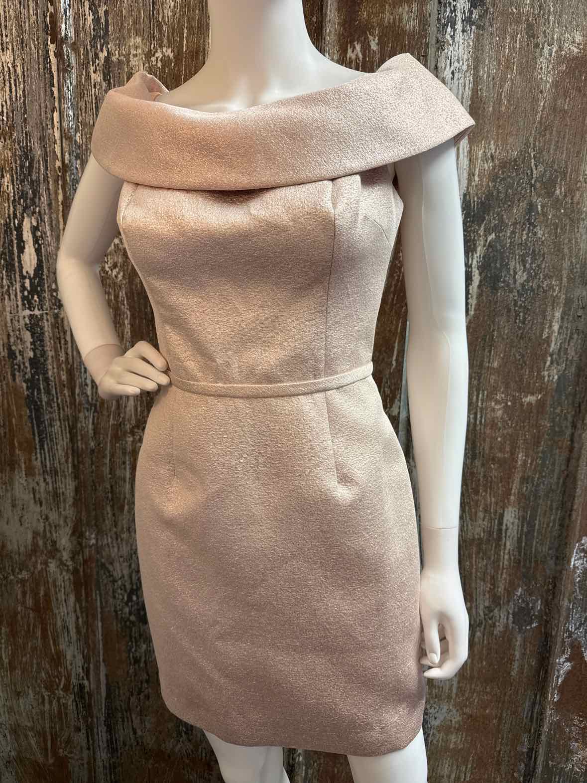Teri Jon Size 4 (Small) Rose Gold Metallic Dress