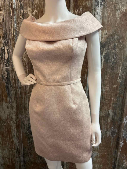 Teri Jon Size 4 (Small) Rose Gold Metallic Dress