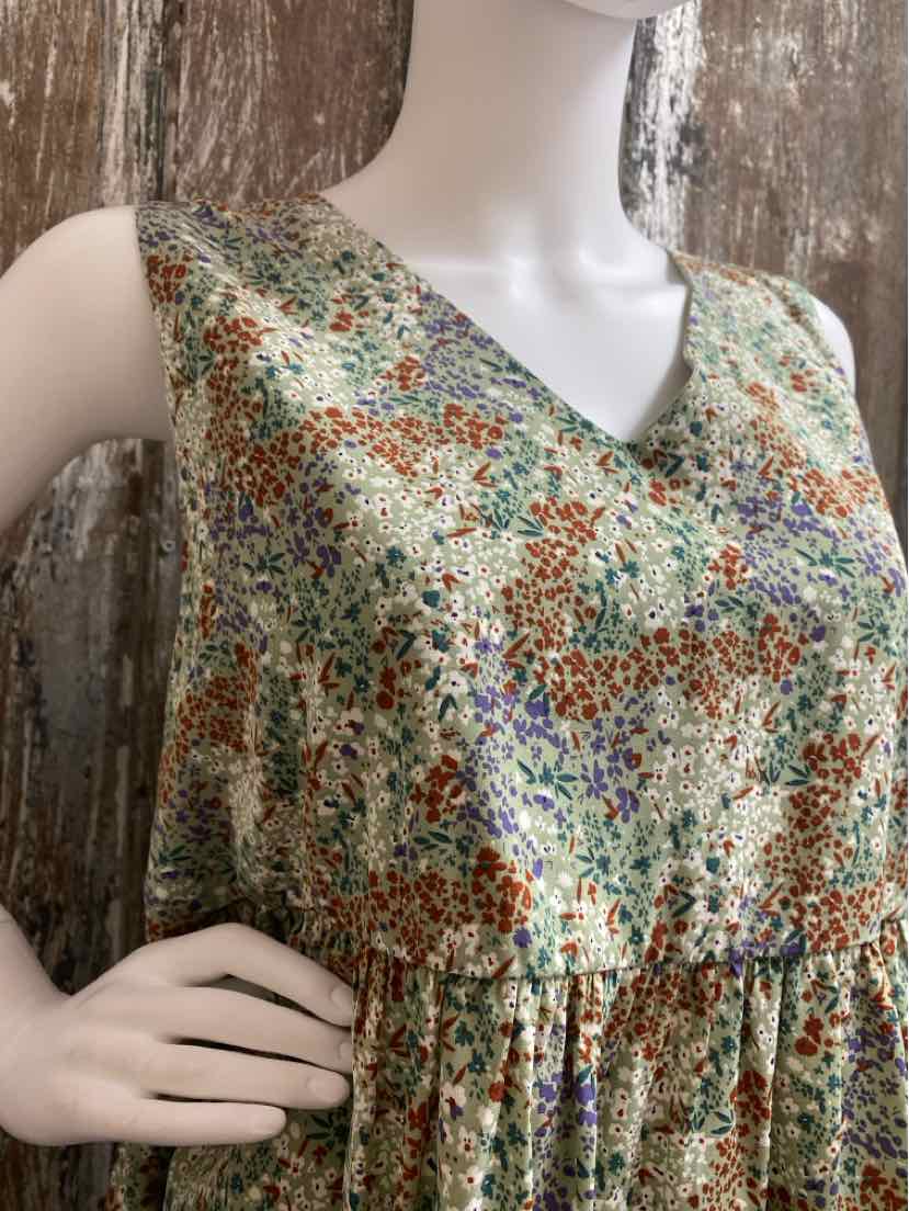 Cotton Bleu Size Extra Large Green floral print tops