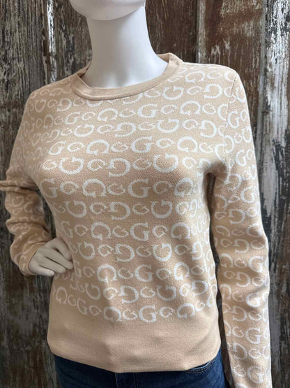 Guess Size Medium Tan Print Sweater