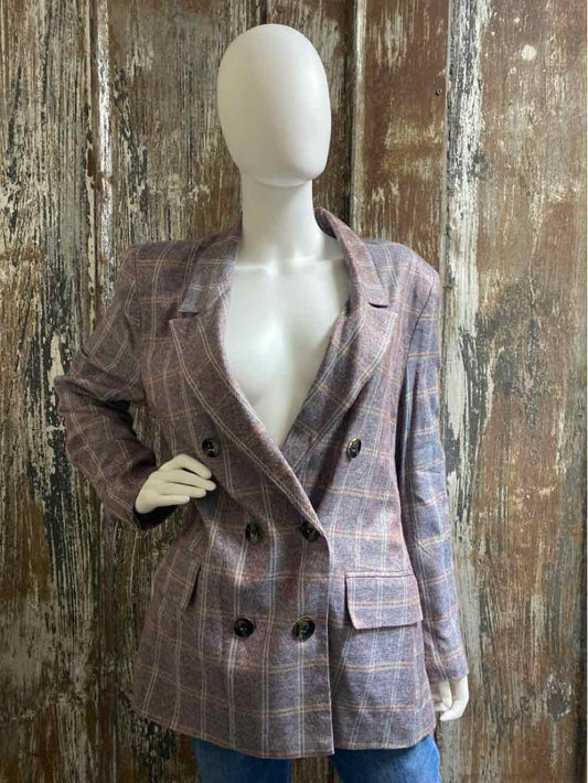 New York & Company Size Large Maroon Plaid Blazer