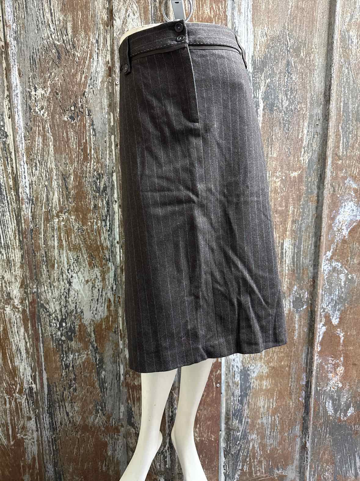 Boden Size 16 Long Brown/Blue Stripe Skirt