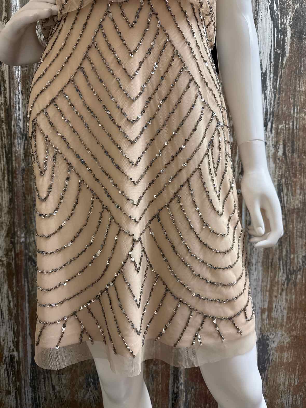 Adrianna Papell Size 4 Tan Evening Dress