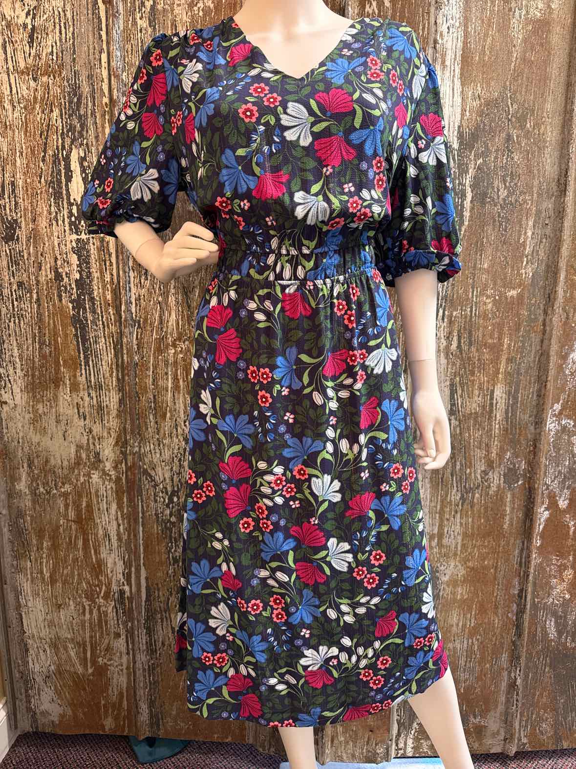Draper James Size Medium Navy Print Dress