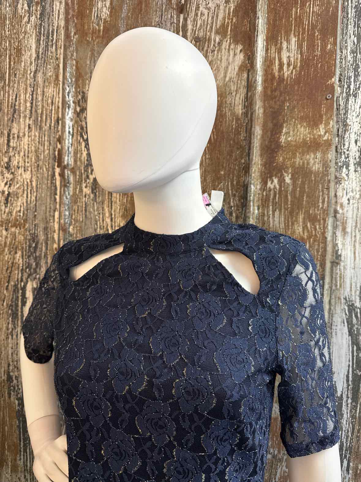 Yuni Los Angeles Size 12 (Large) Blue Lace Dress
