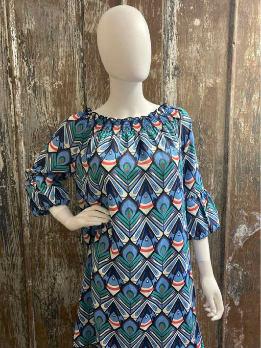 Tracy Negoshian Size Medium Blue Print Dress
