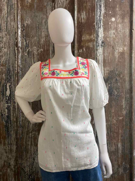 Talbot's Size Large White Multi Color Print tops