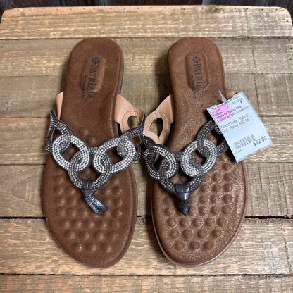 Patrizia by Spring Step 6 Silver & Gold Flipflops