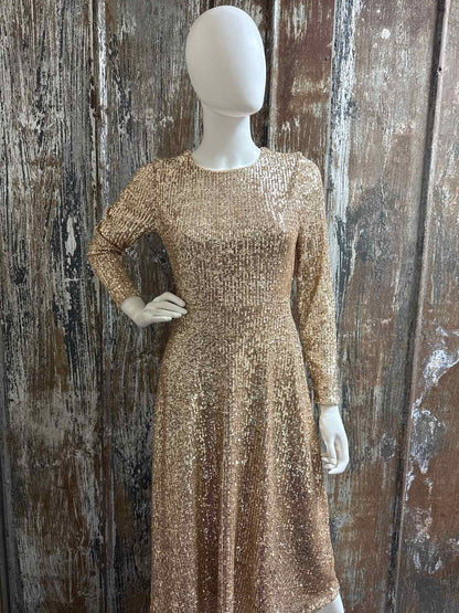 Ann Taylor Size 0 Petite Gold Sequin Evening Dress