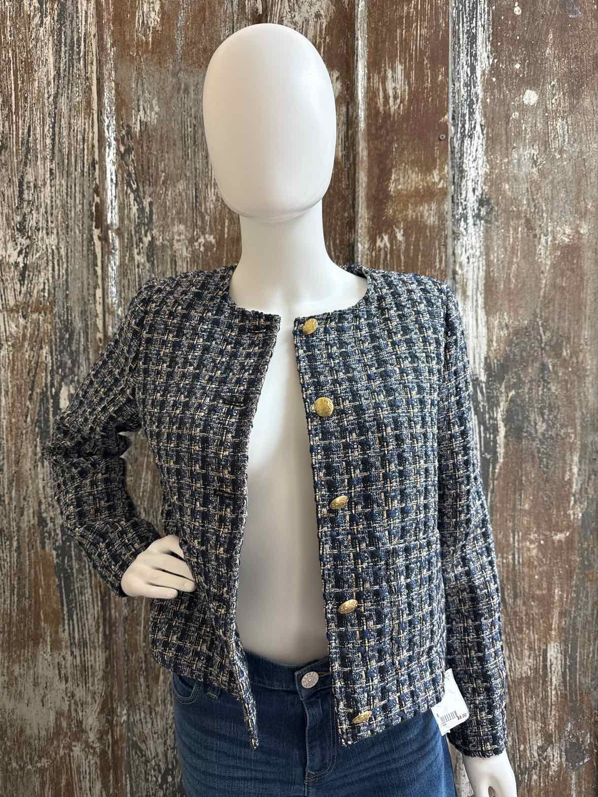 J Crew Size 6 (Small) Blue Tweed Blazer