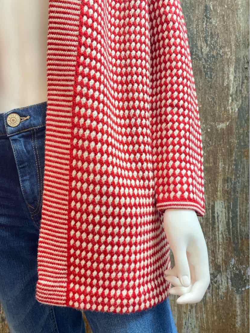 Talbots Size Small Petite Red/White Cardigan