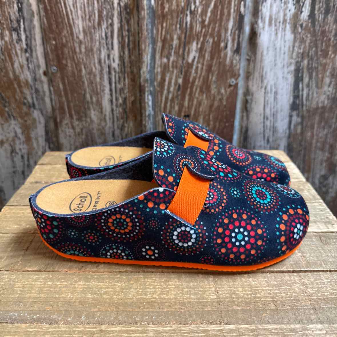 Scholl 8 Blue & Orange Print Shoes