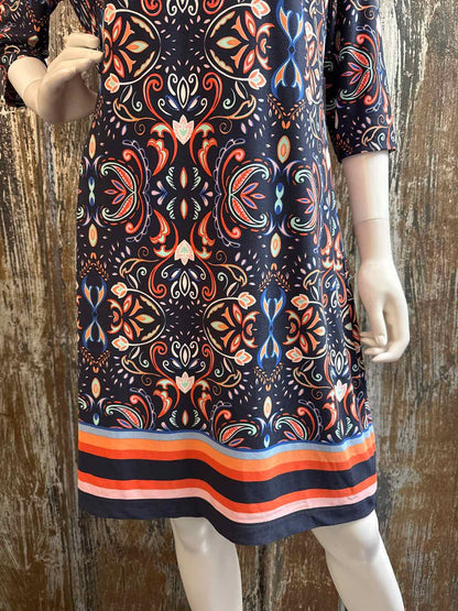Vince Camuto Size 12 (Large) Navy Print Dress