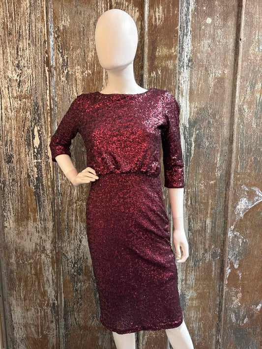 Badgley Mischka Size 6 (Small) Burgundy Dress