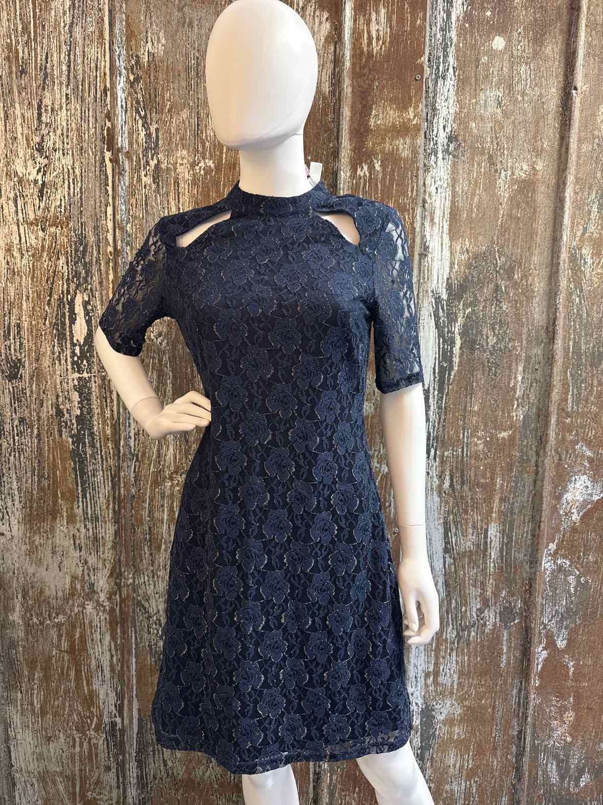 Yuni Los Angeles Size 12 (Large) Blue Lace Dress