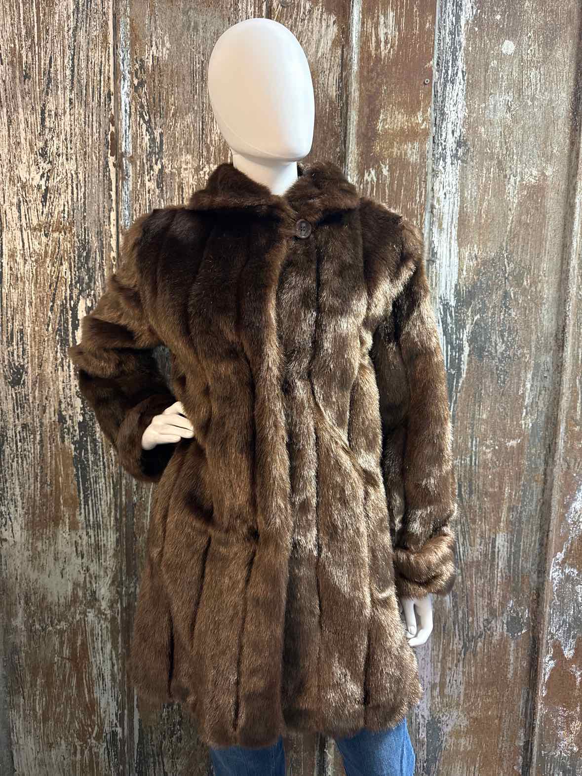 Dennis Basso Size small Brown Faux Fur Coat