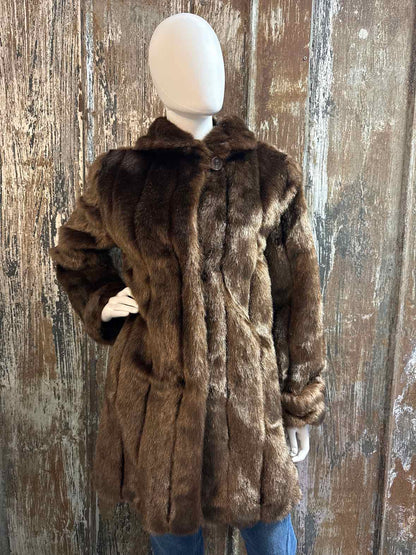 Dennis Basso Size small Brown Faux Fur Coat