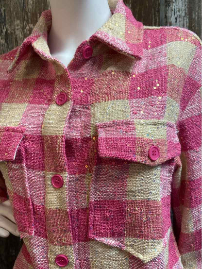 Dolce Cabo Size Medium Pink plaid tops