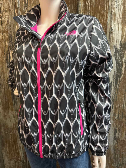 The North Face Size Large Black & White Print Windbreaker Jacket