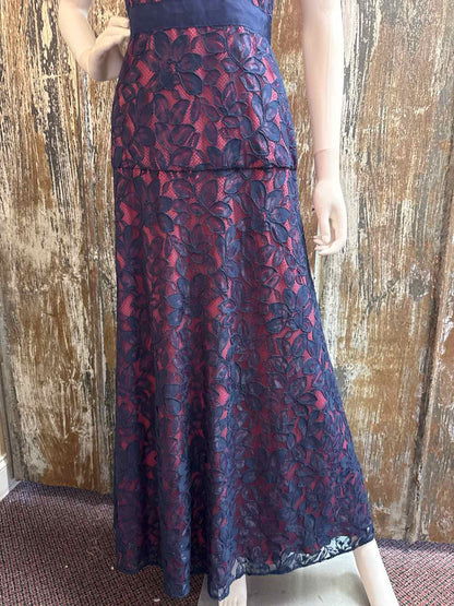 Kay Unger Size 6 (Small) Navy Lace Dress