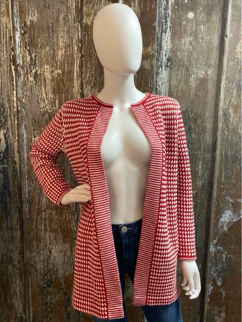 Talbots Size Small Petite Red/White Cardigan