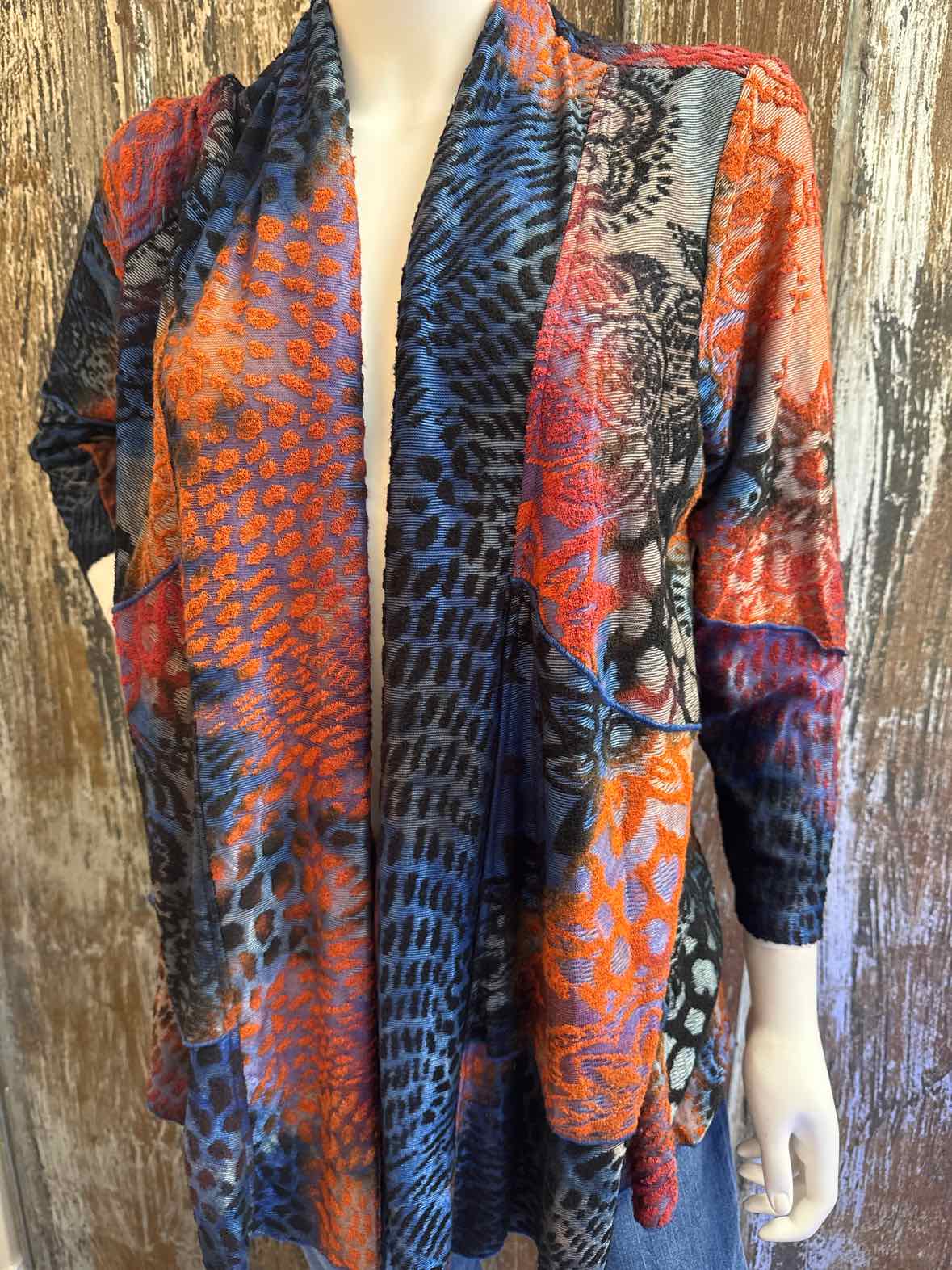 Ali Miles Size Medium Blue Print Cardigan