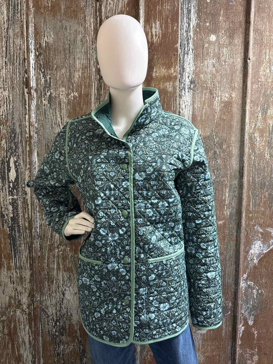 Lands End Size Large Green floral print Jacket