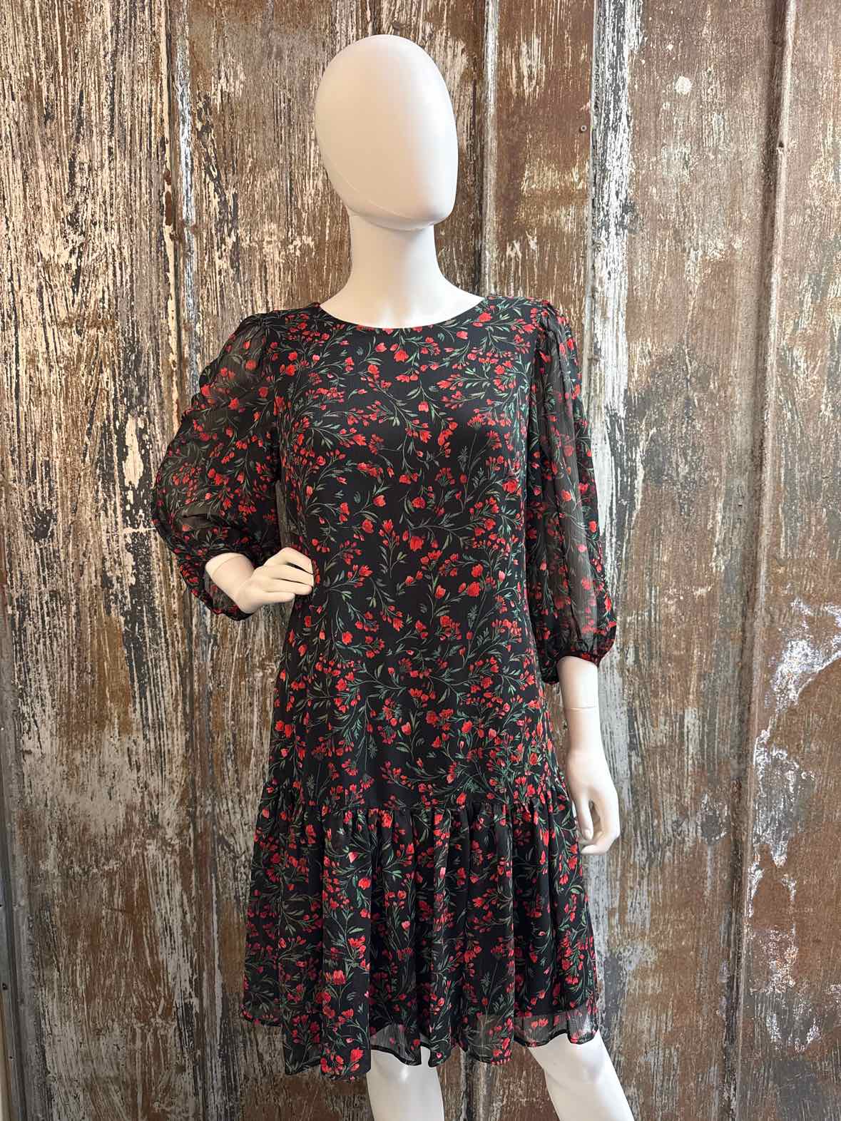 Calvin Klein Size 10 (Medium) Black & Red Dress