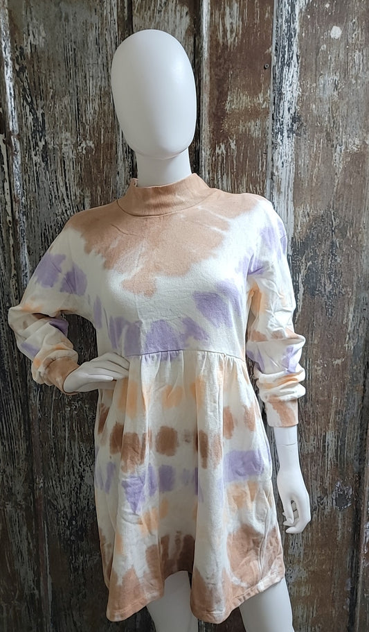 No Comment Size Medium Brown Tie Dye Dress